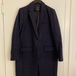 J Crew Navy Pinstripe Topcoat 10